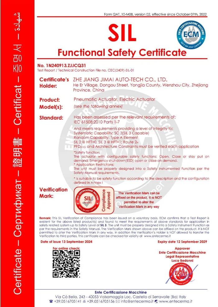 /SIL3 Pneumatic Actuator